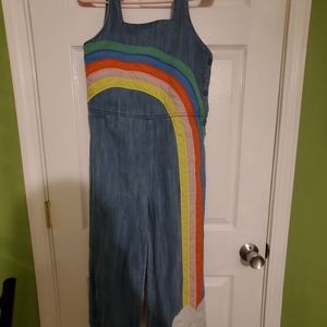 Mini Boden Rainbow Denim Jumpsuit / Overalls / Dungarees / Gaucho